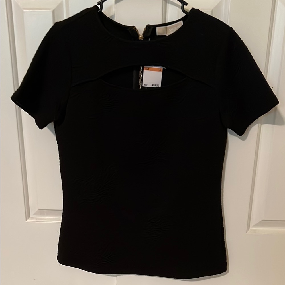 Michael Kors Black Fitted Short Sleeve Blouse